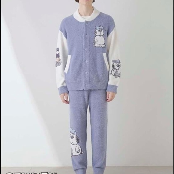 Peanuts Gelato Pique Mens Olaf Babymoco Button Up Cardigan & Pants Sz L NWT - Picture 14 of 15